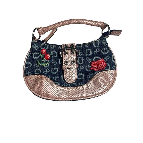 RARE Y2K Guess Monogram Denim Mini Bag Pink
Snakeskin Floral Embroidery - Picture 1 of 5